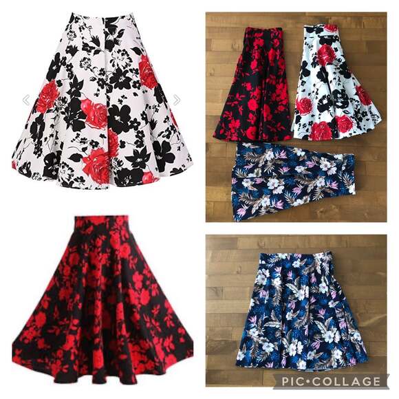 Vintage Style High Waist Pleated Skater Flared Circle Skirt bundle of 3 size XL - Picture 1 of 12